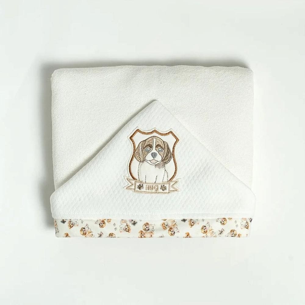 Toalha de Banho Hug Com Capuz Doguinhos 3 Anos Marrom Café