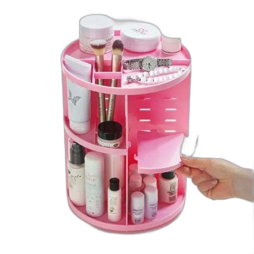 Organizador Maquiagem Giratório Transparente Alça Perfeito