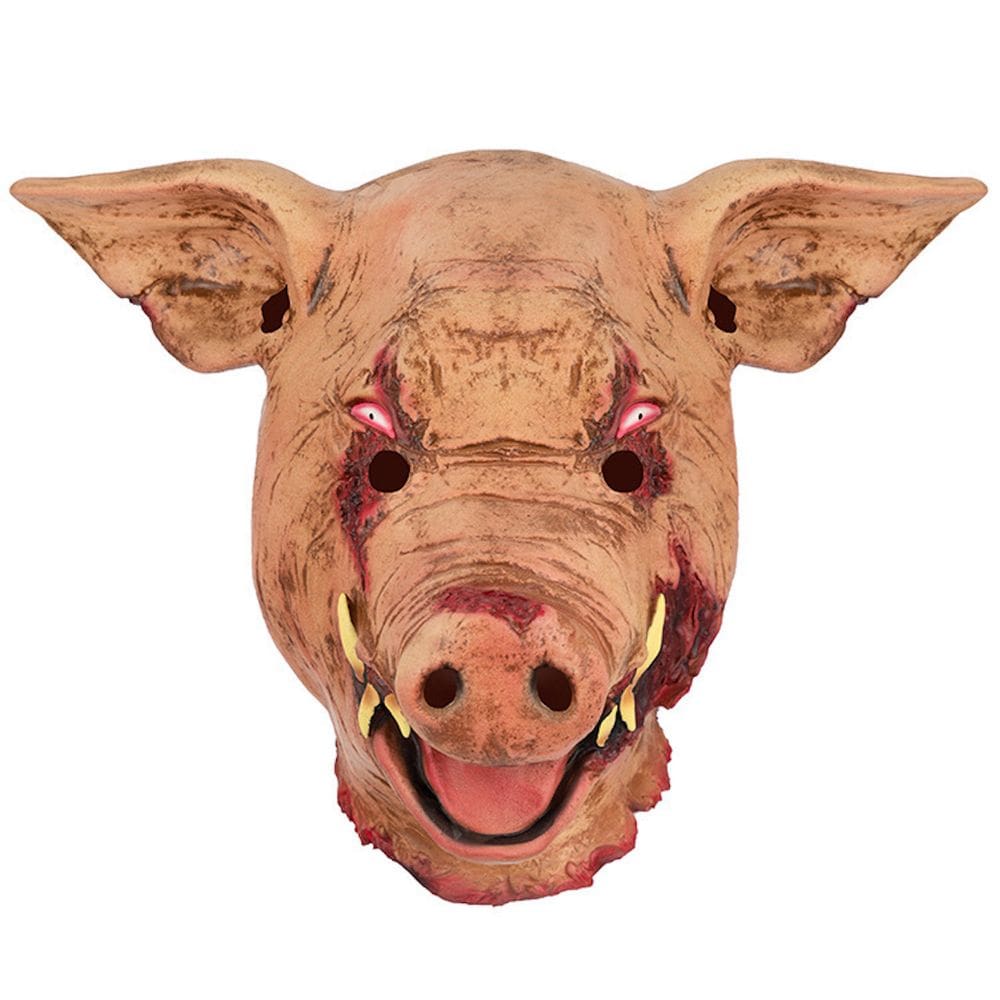 Máscara facial completa de látex com capacete Bullets of Justices Pig