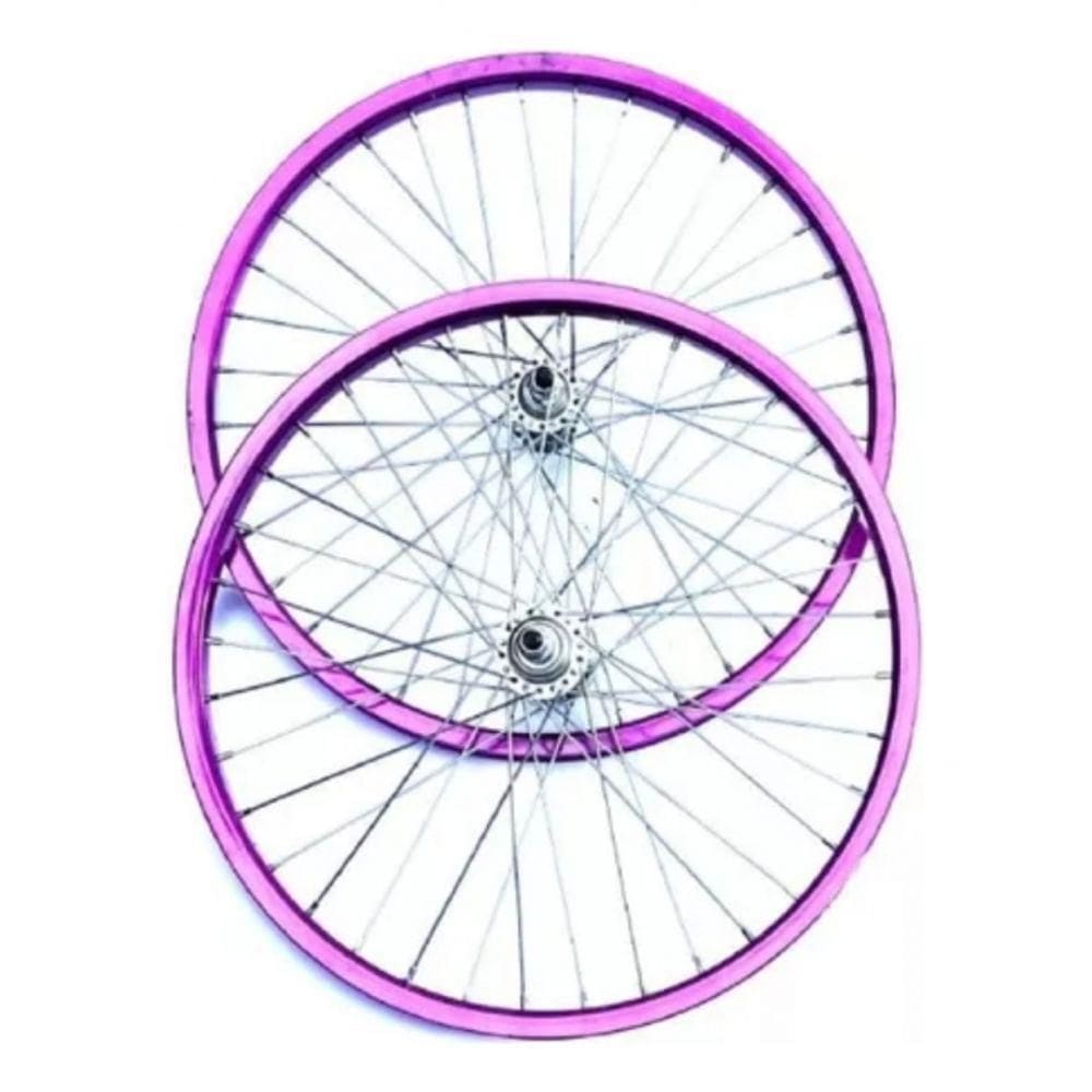 Par Rodas Aro 20 Alumínio Raio Fino Cor Violeta