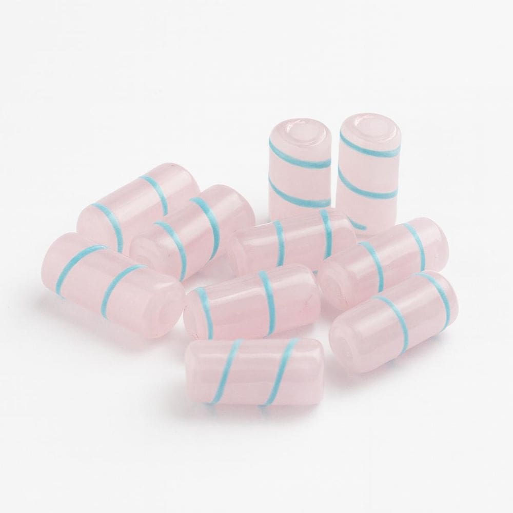 Kit 10 Firmas Lisas 22Mm Erê Rosa Transparente E Azul Murano