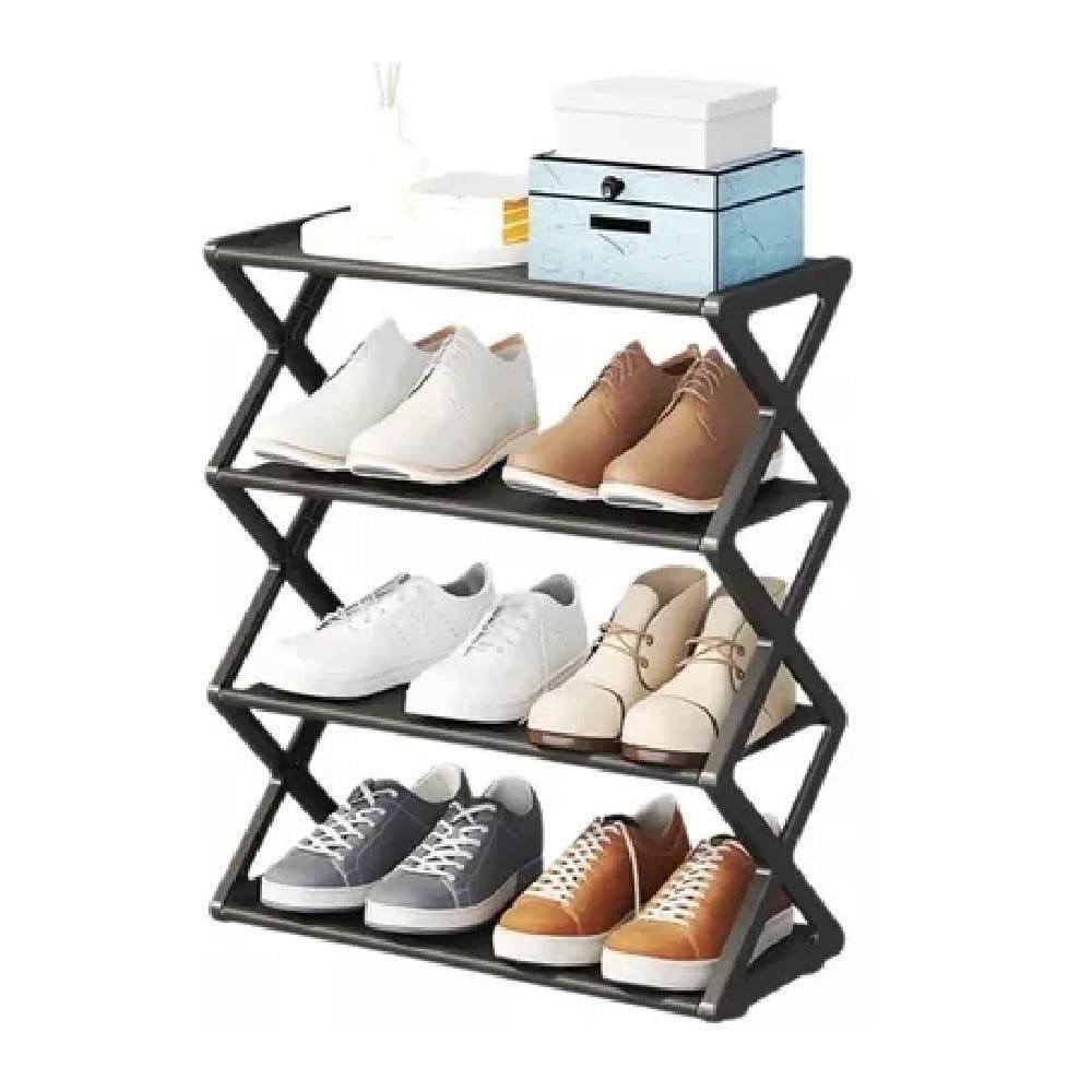 Sapateira Organizador Sapatos Brinquedos Portatil 8 Niveis Luxo Casa Quarto Lavanderia Preto