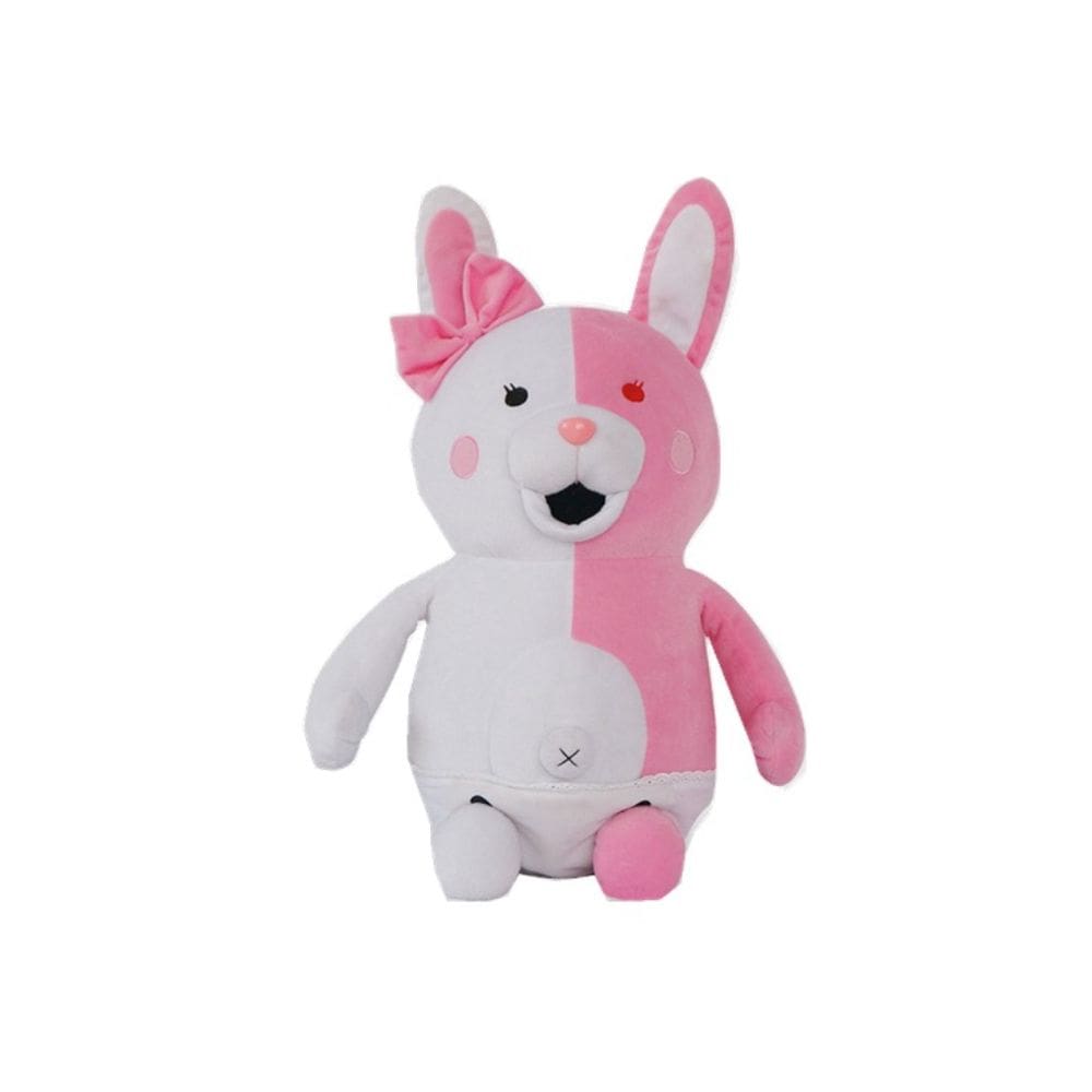 Boneca de brinquedo de pelúcia Monokumas rosa e branca de 25 cm para crianças