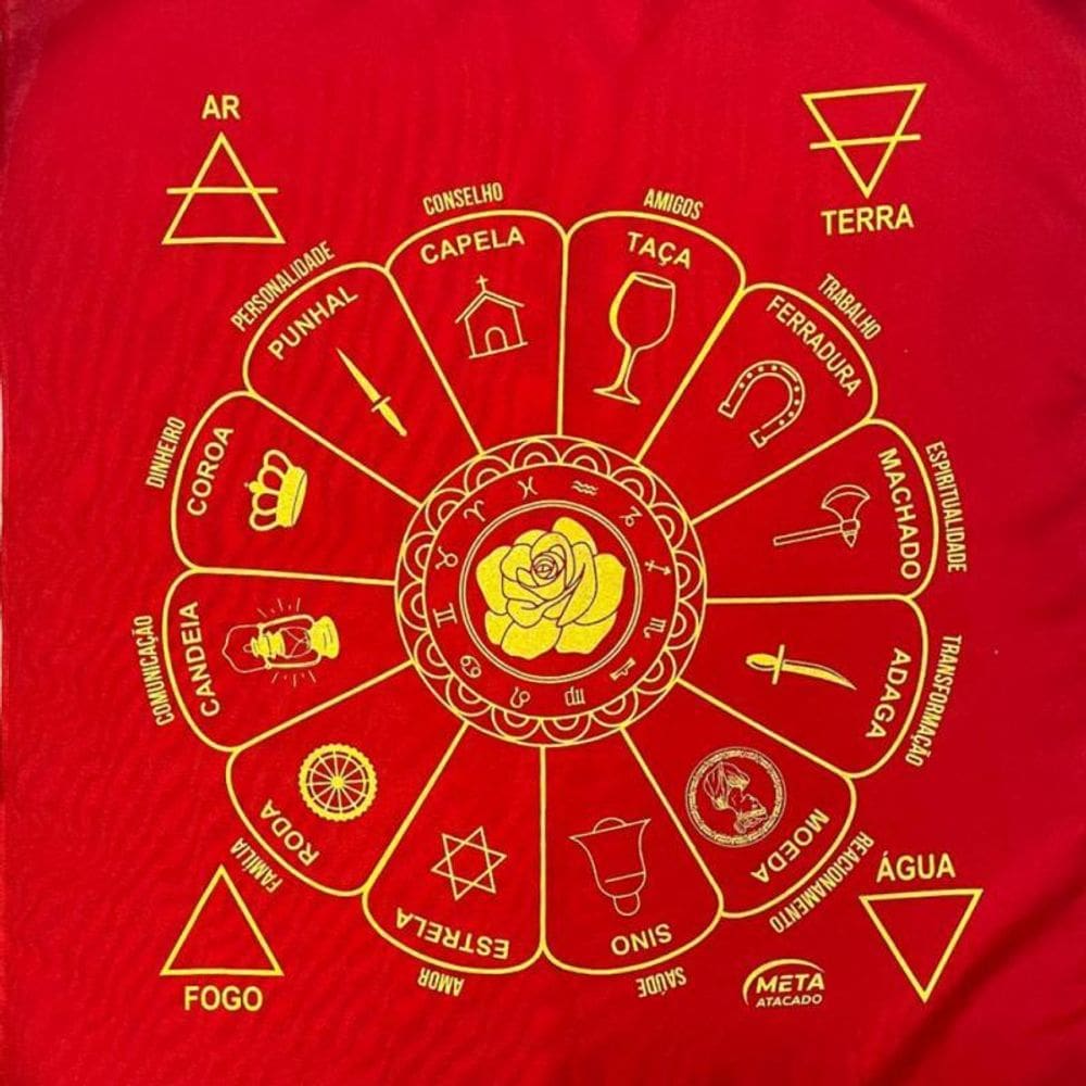 Toalha Cigana Tecido Jogo Cartas Tarot Vermelha + Presente