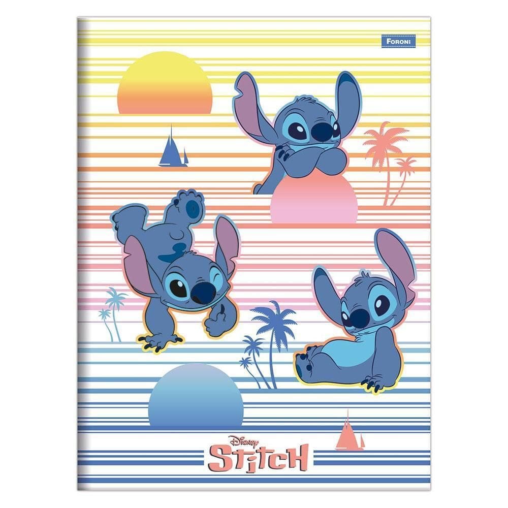 Caderno Brochurão 80Fls Escolar Stitch Listras Foroni