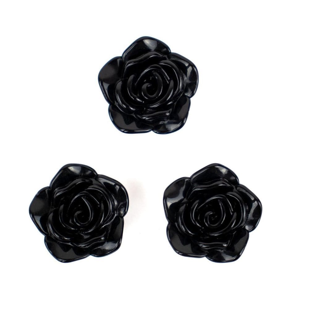 Miçanga Em Resina Flor Rosa Negra 2 Cm