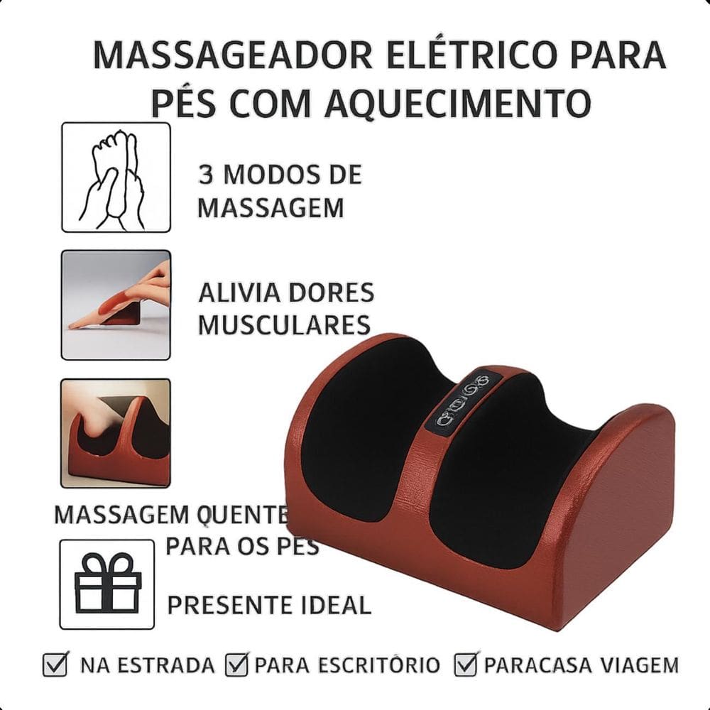 Massageador Shiatsu Elétrico De Pés Com Aquecimento