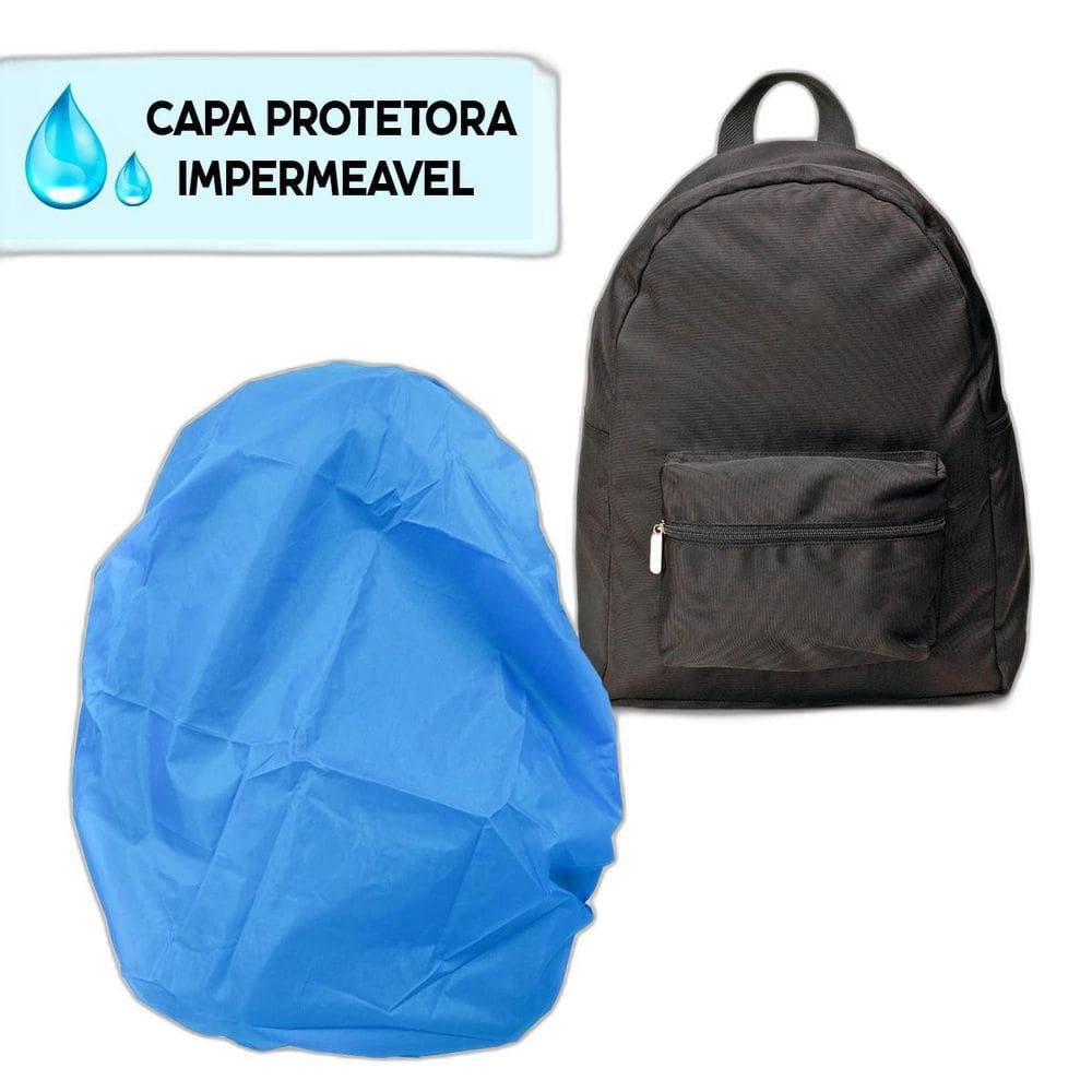 Capa de Chuva Impermeável para Mochila - Azul
