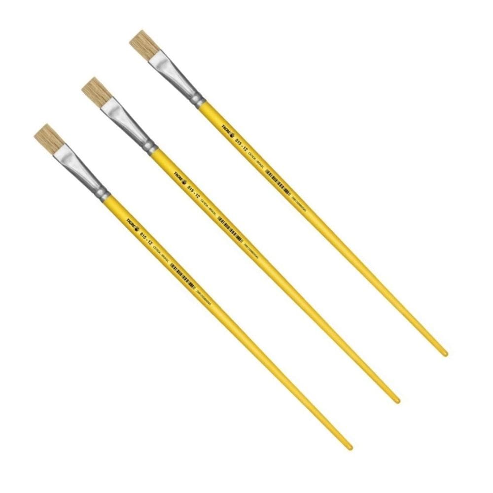 Kit 3 Pincel Chato Longo Cerda Natural 815-12 Nº12 Tigre