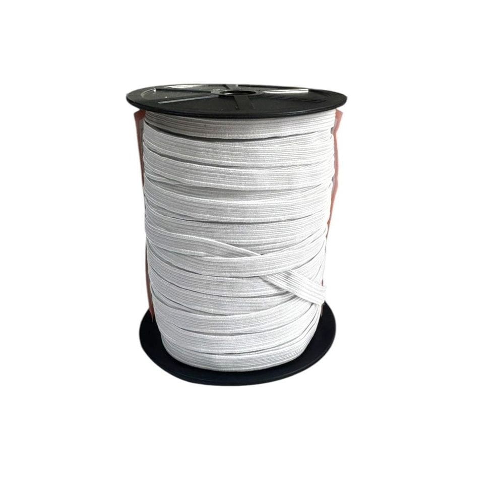 Rolo De Elástico Chato Branco N12- 0.7Mm Largura 50 Metros