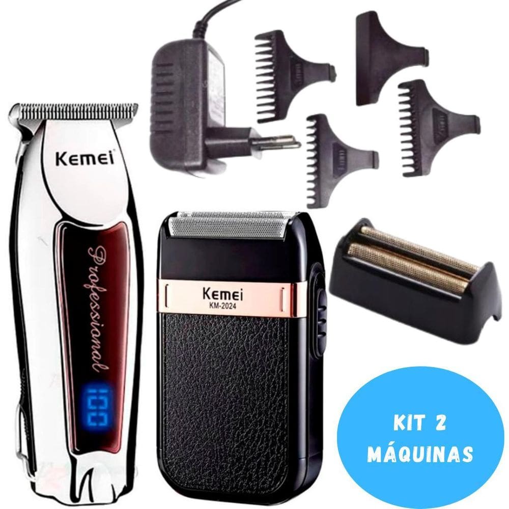 Kit Cabeleireiro Kemei 2024 + 9164 Cortes Detalhados