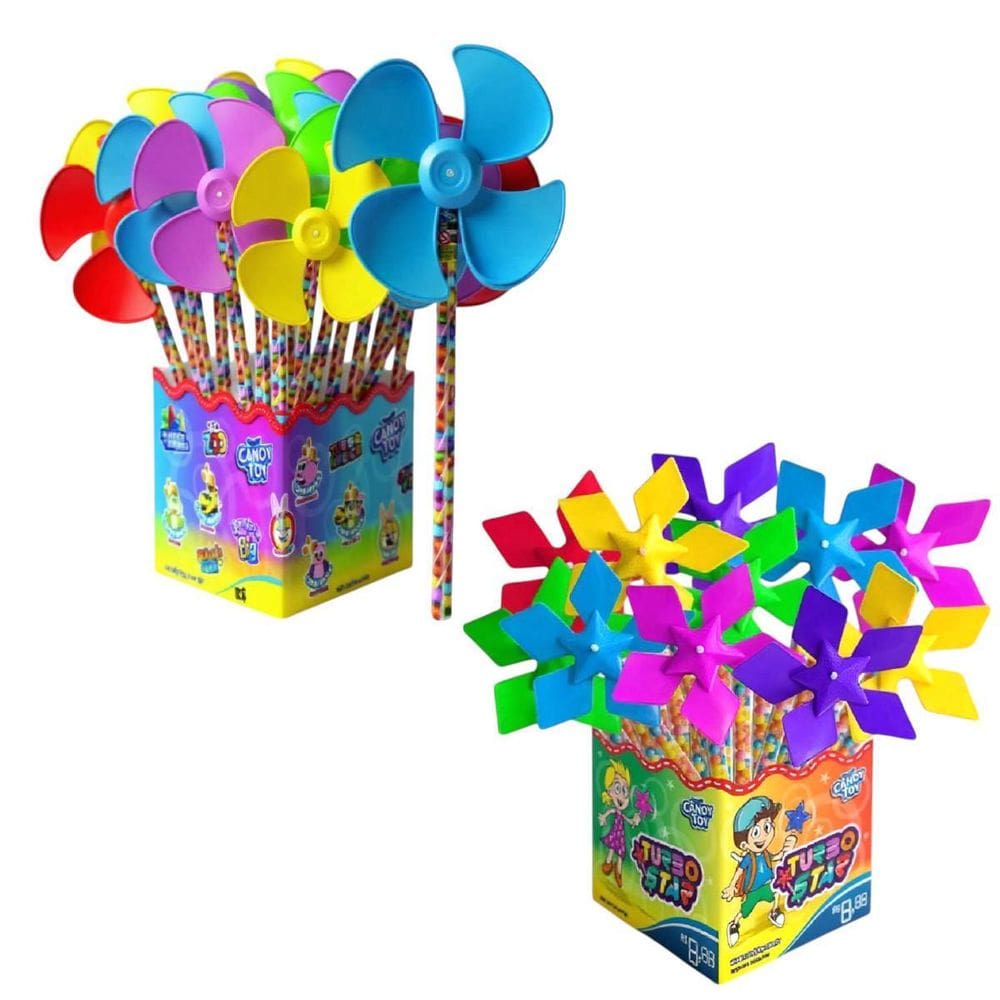 Kit 15 Catavento Com Docinhos Balinhas 22Gr Para Crianças