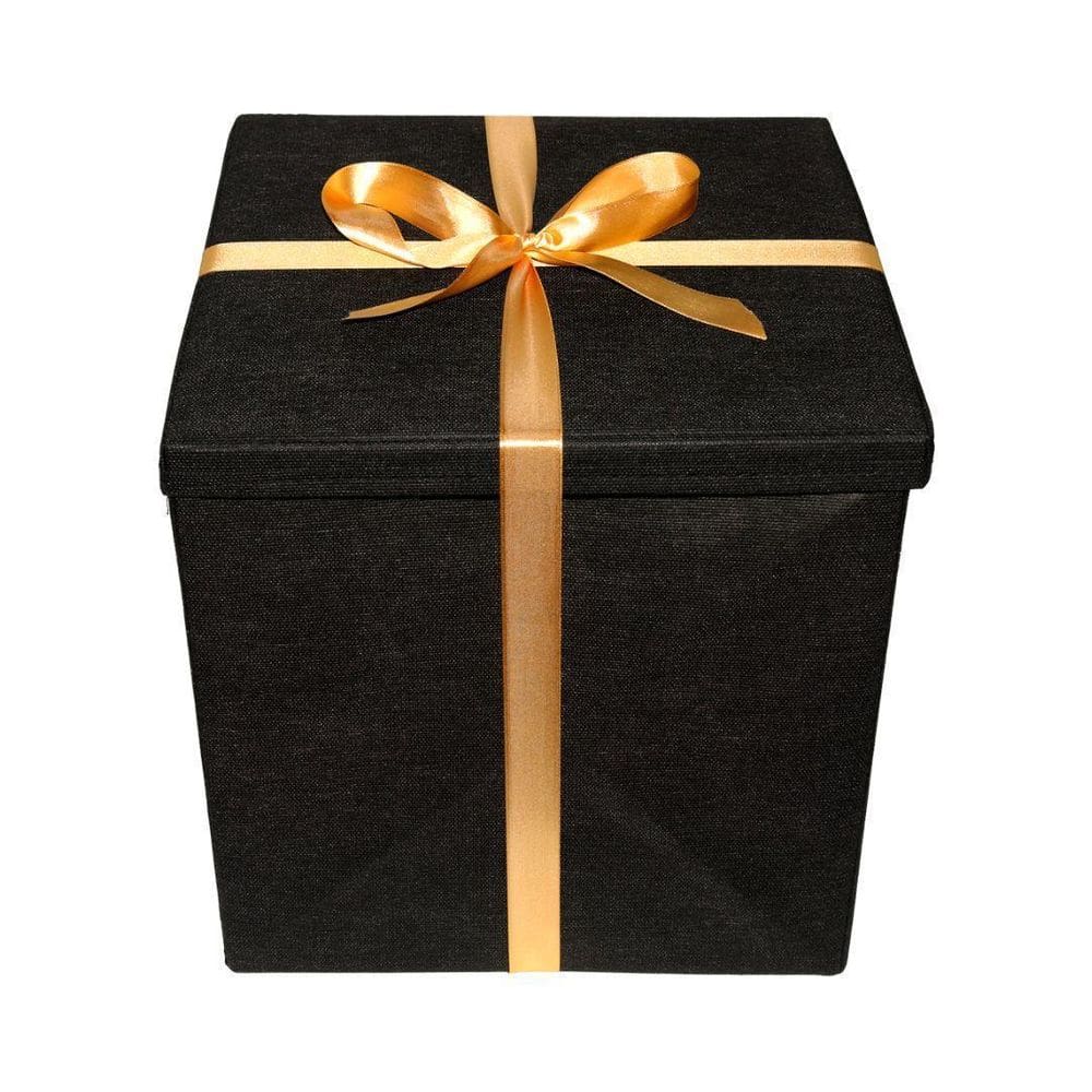 Caixa Presente Luxuosa Premium Preta Laço De Cetim Dourado