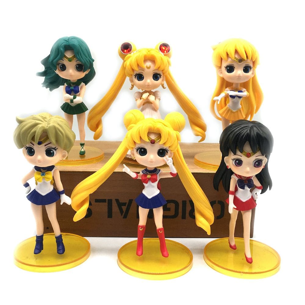 Coleção de brinquedos de figuras de anime Sailor Moon, 6 unidades, modelo 11 cm