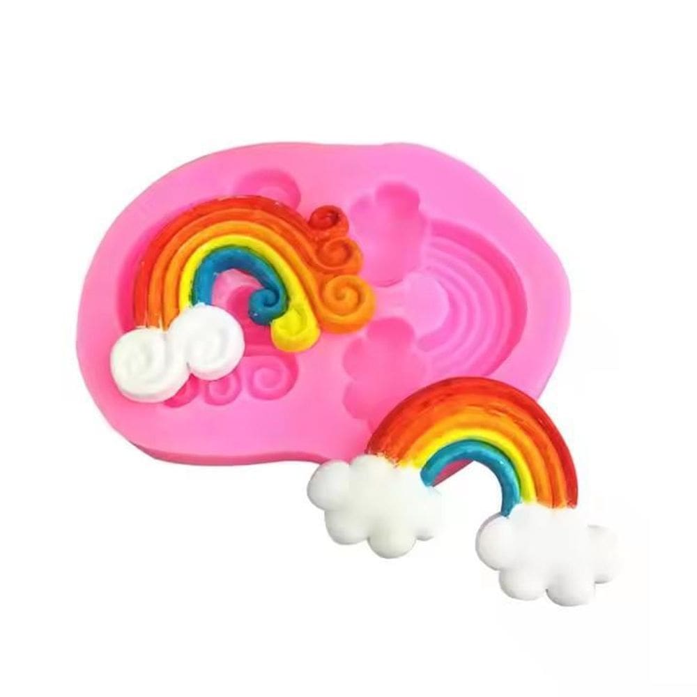 Forma Molde Silicone Arco Iris Nuvem Ceu Fondant Chocolate