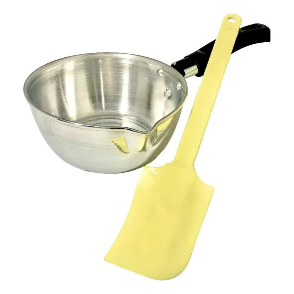 2X Kit Panela De Alunimio Para Velas + Espatula De Silicone