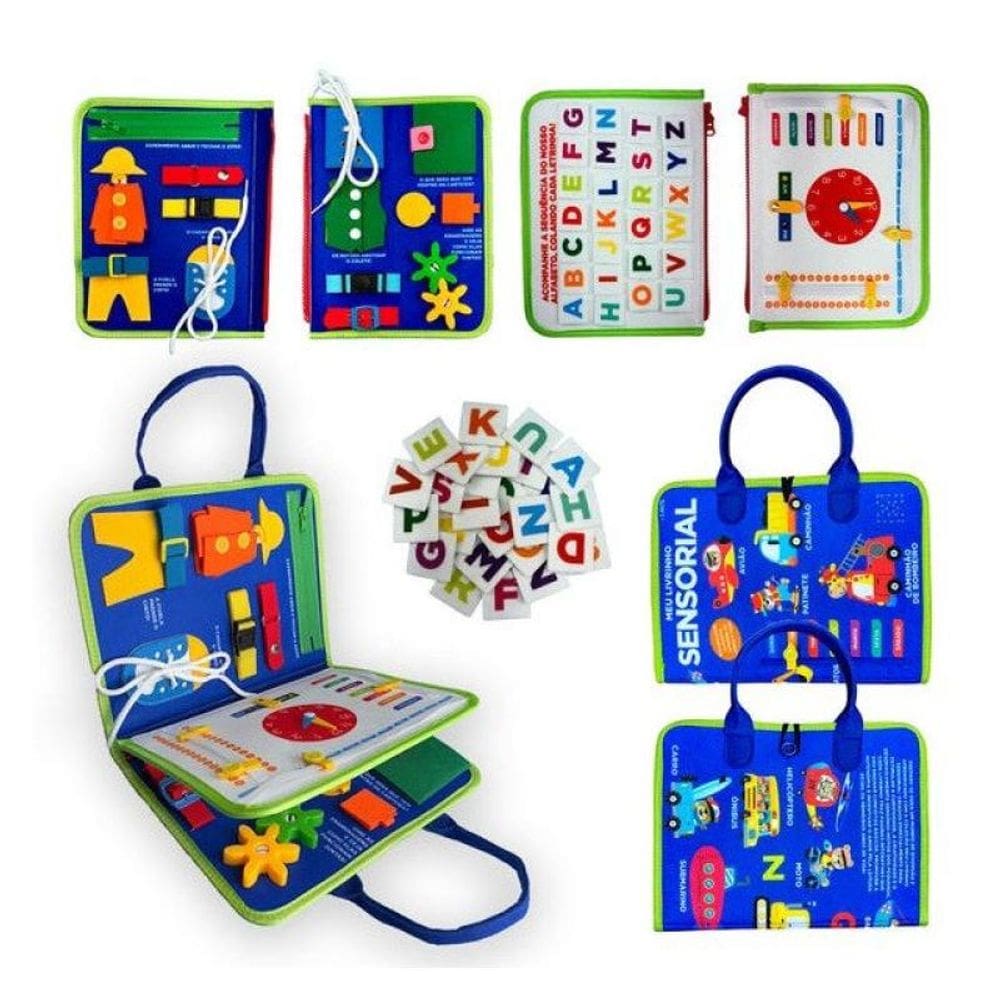 Livro Educativo Montessori: Meu Livrinho Sensorial Maleta Educativa -Veículos