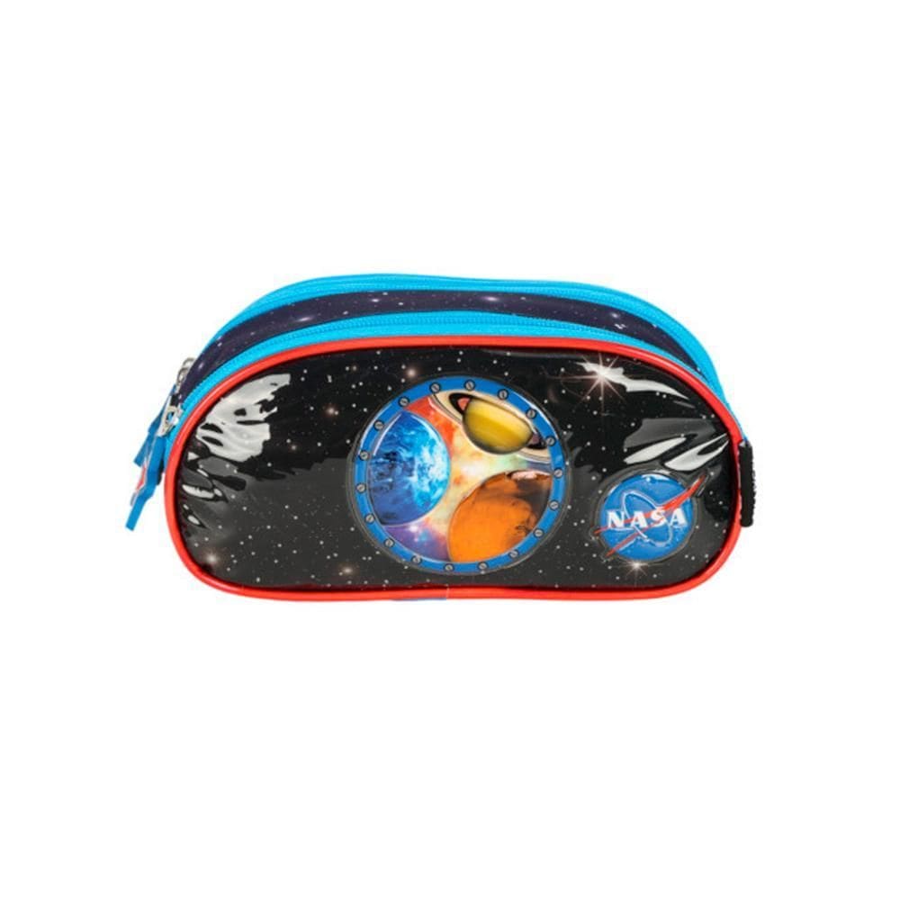 Estojo 3 Compartimentos Escolar Infantil Oficial Nasa Globo