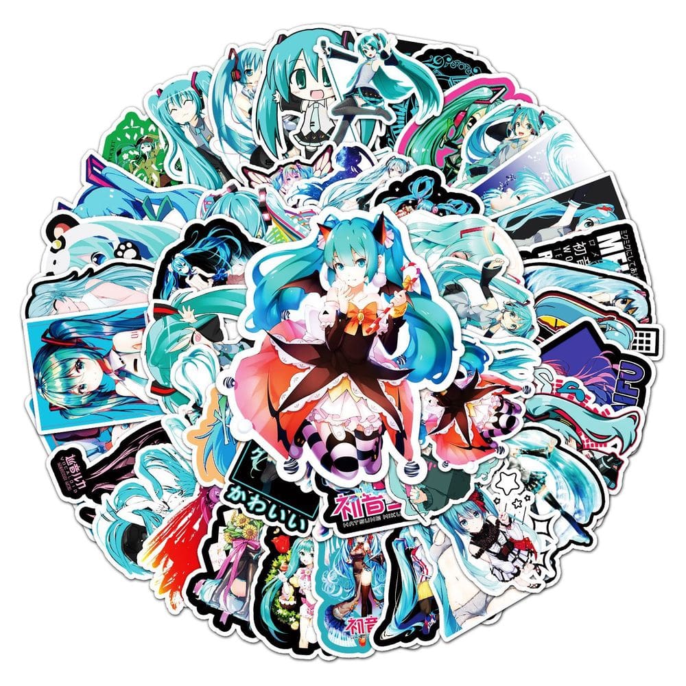 Adesivos de vinil impermeável Hatsune Miku Anime 50 unidades