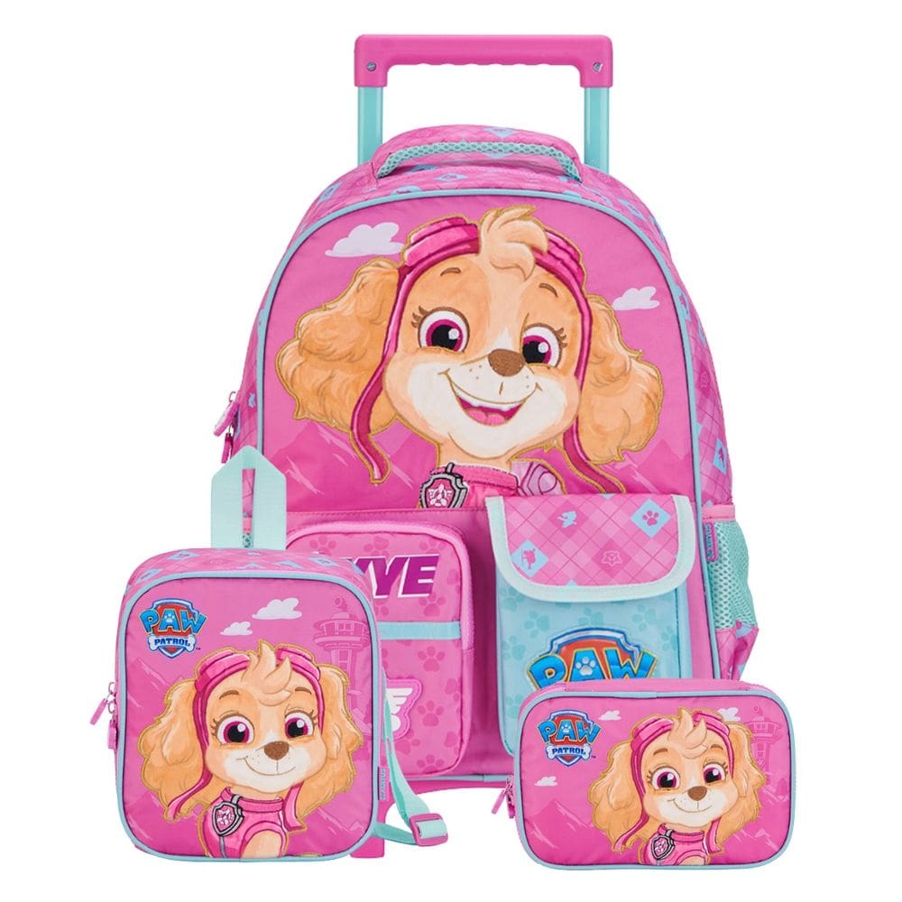 Mochila Rodas Lancheira Térmica Estojo Skye Patrulha Canina