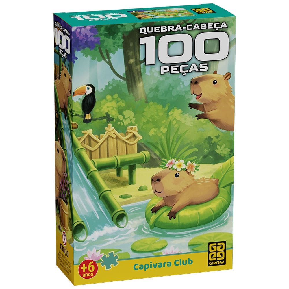 Quebra-Cabeça Capivara Club - 100 Peças - Grow