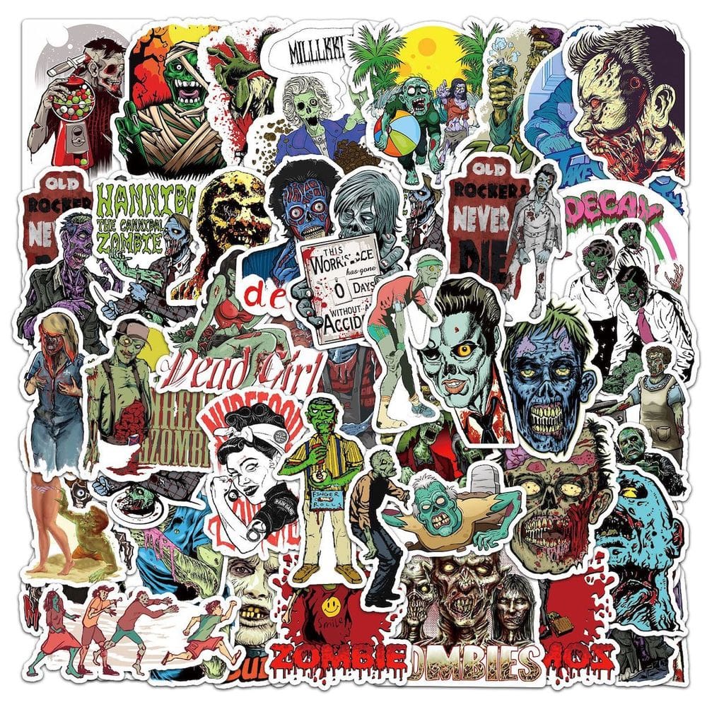 Adesivos Zombie Anime Cartoon 51 peças de PVC impermeáveis