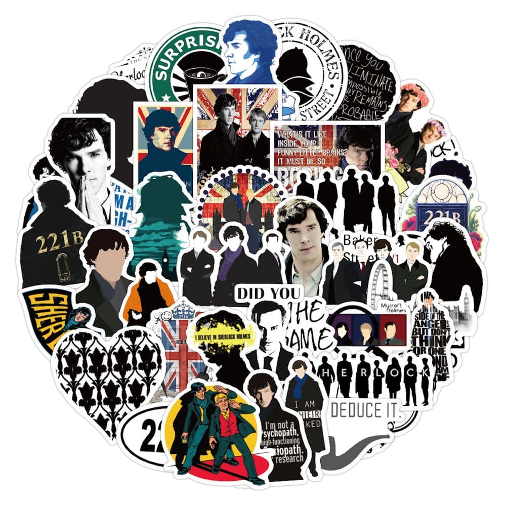 Adesivos Sherlock Anime Cartoon 50 peças de PVC impermeável