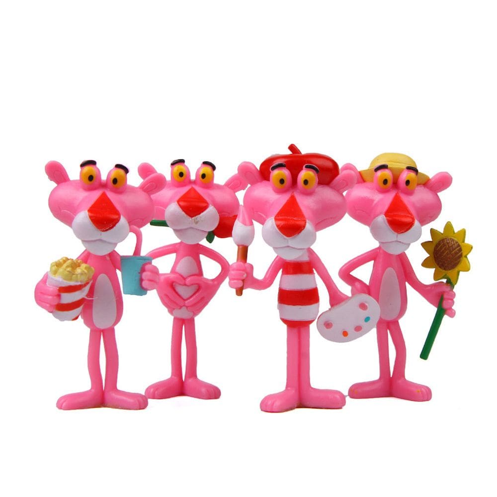 Coleção de brinquedos de figuras de anime modelo 4 unidades Pinks Panthers