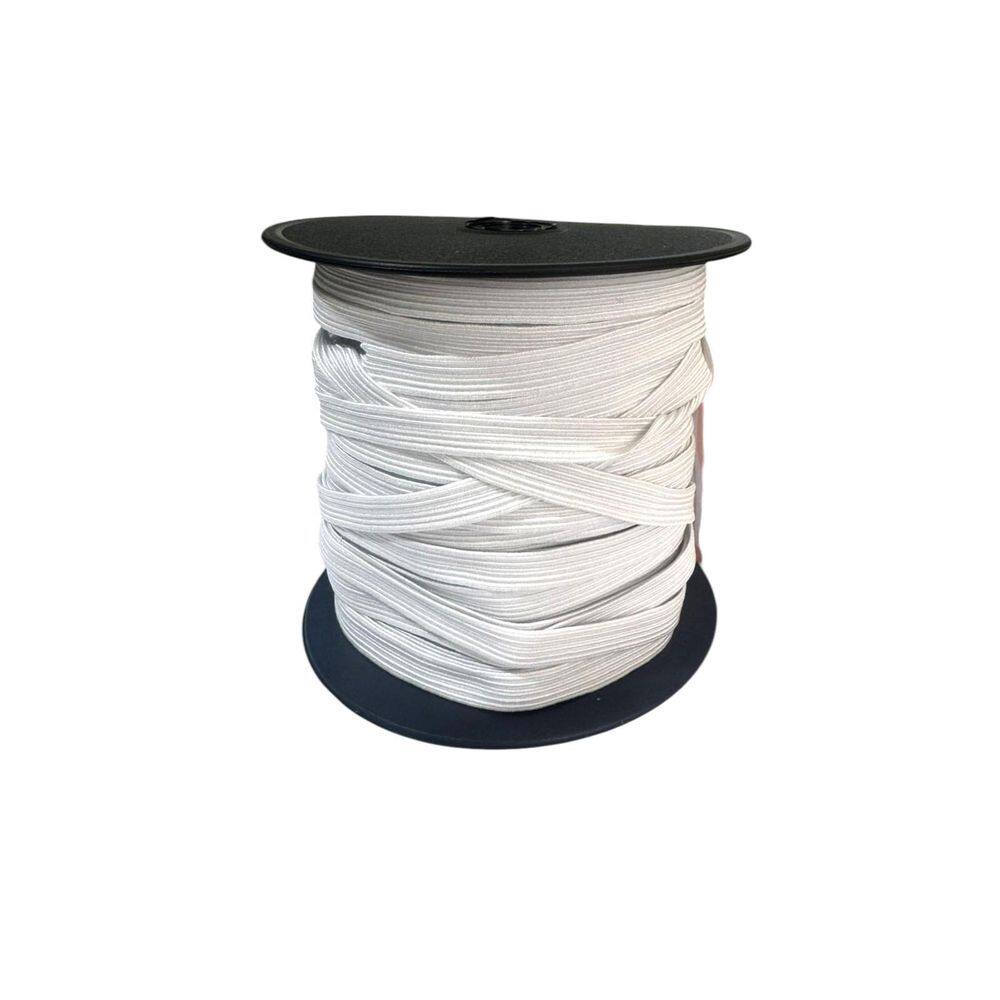 Rolo De Elástico Chato Branco N16- 0.9Mm Largura 50 Metros
