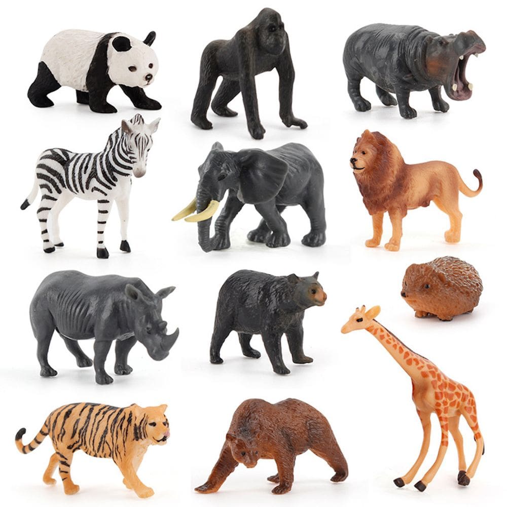 Coleção de brinquedos de figuras de animais selvagens artificiais 12 unidades/lote