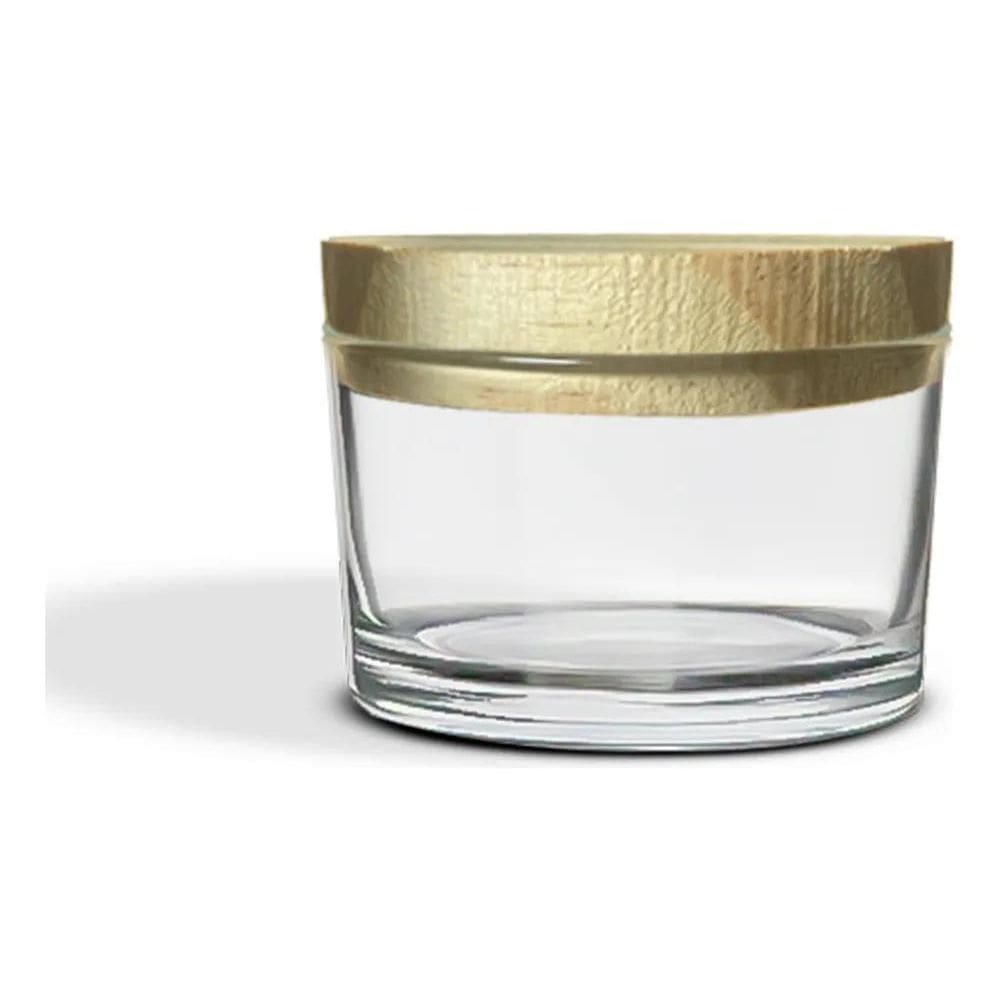 2X 10 Potes De Vidro Vela 150Ml Com Tampas De Madeira