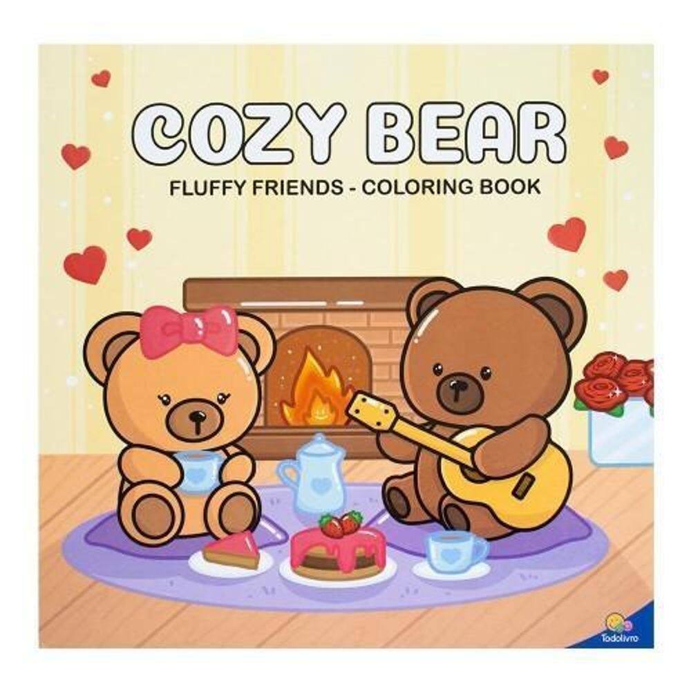 Livro Fluffy Friends - Coloring Book - Cozy Bear - Todolivro