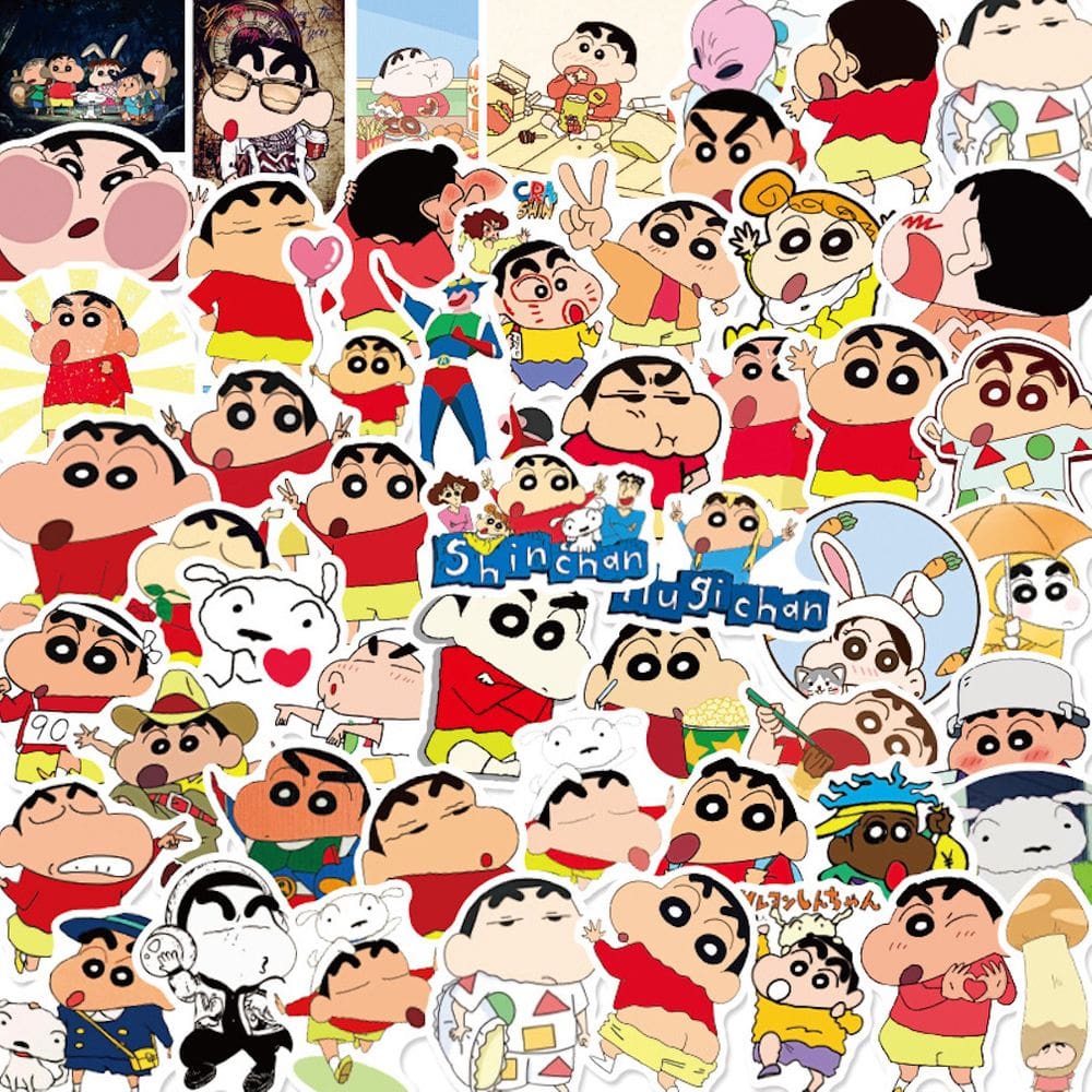 Pacote de adesivos Shin Chanss Anime 50 unidades para decoração de carros