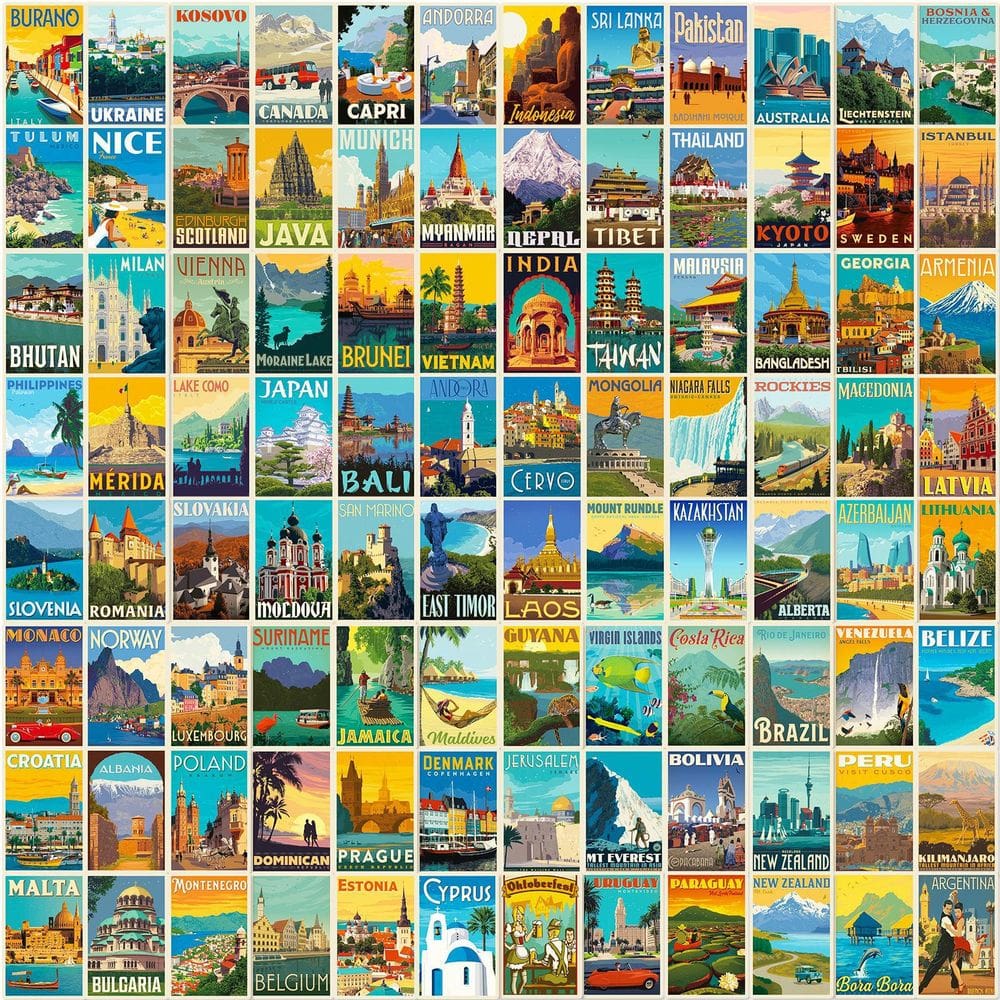 Pacote de adesivos World Landmark Anime Waterproof 100 unidades