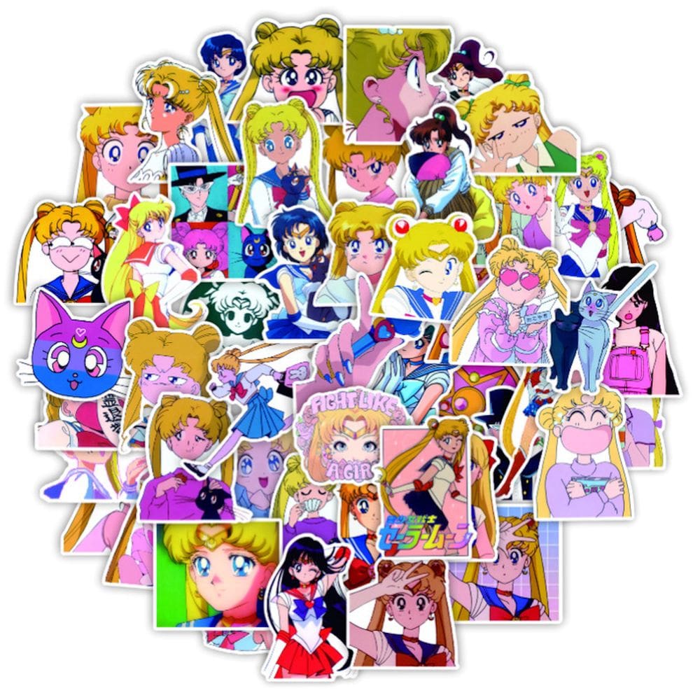 Adesivos de vinil impermeável Sailors Moons Anime, 50 unidades/pacote