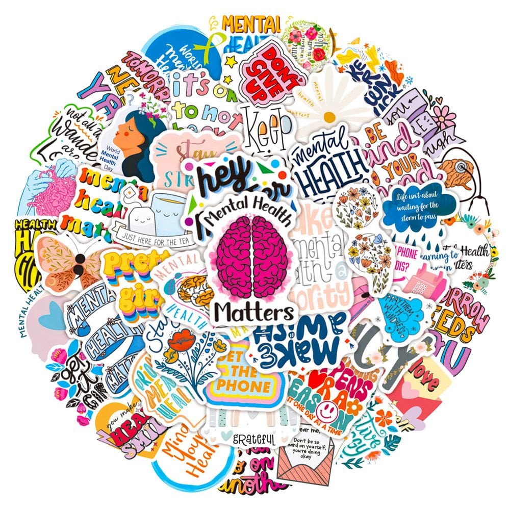 Pacote de adesivos Mental Health Anime Waterproof 50 unidades