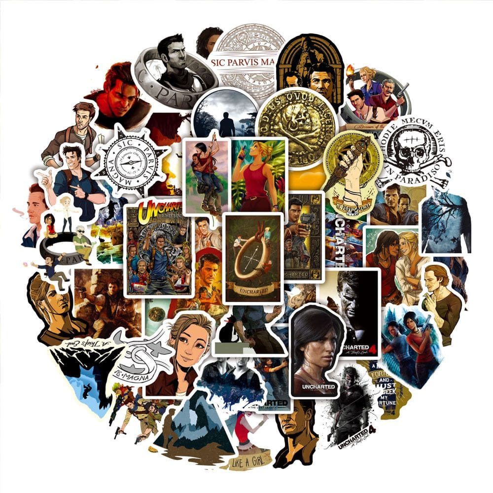 Adesivos Uncharteds Anime em vinil impermeável, 50 unidades/pacote