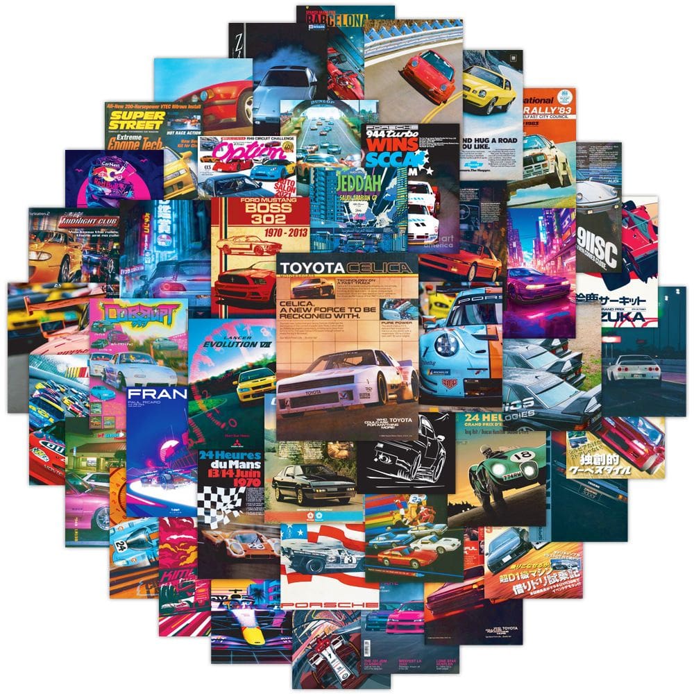 Pacote de adesivos Racing Jdm Posters, anime, vinil impermeável, 50 unidades