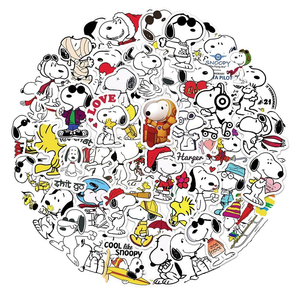 Adesivos de vinil impermeável Snoopys Anime, 50 unidades/pacote