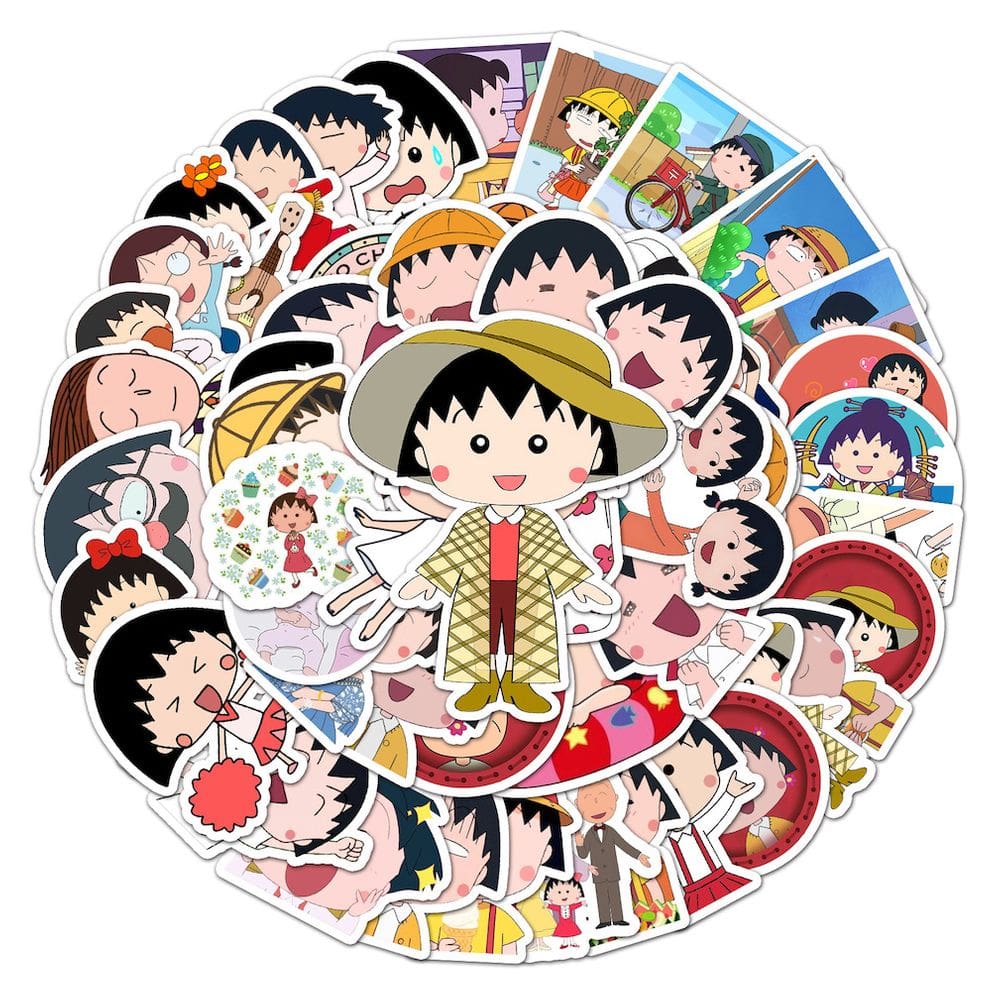 Pacote de adesivos Chibis MarukoChanss Anime 50 unidades para decoração de carros