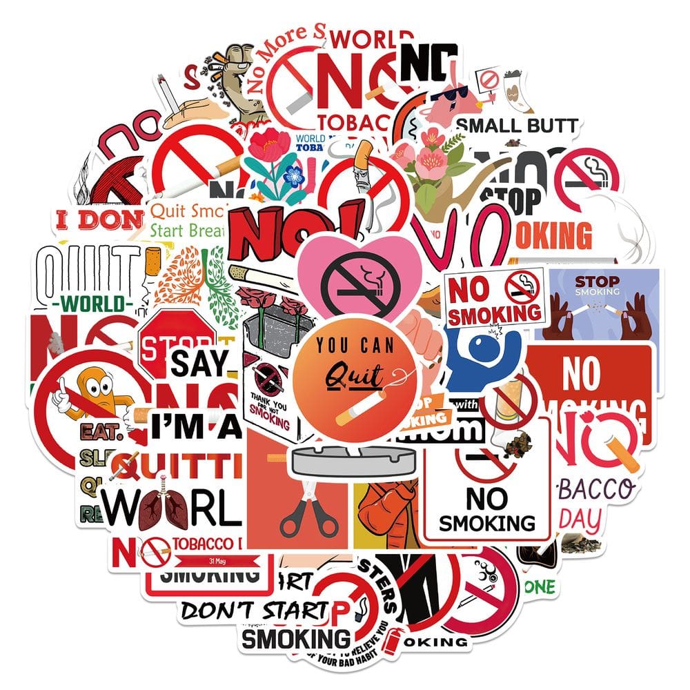 Pacote de adesivos No Smoking World No Tobacco Day 50 unidades