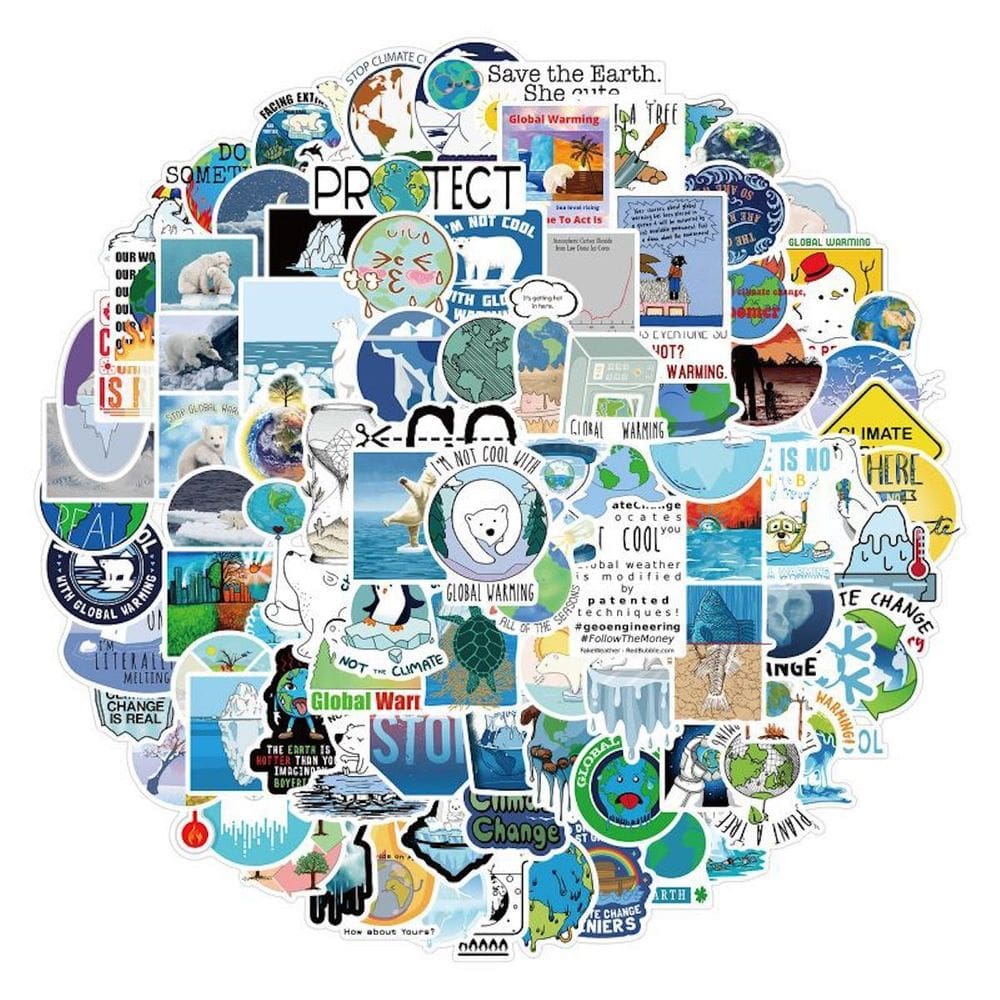 Pacote de adesivos Greenhouse Effect Global Warming Anime 100 unidades