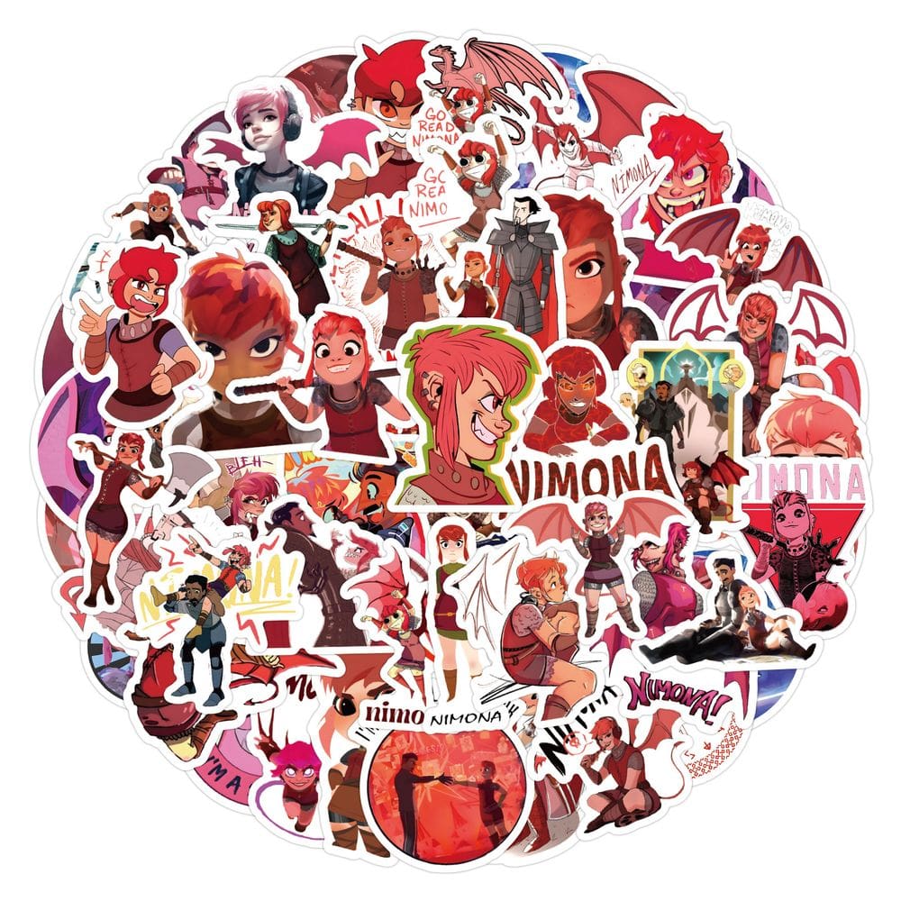 Adesivos Nimonas Anime, vinil impermeável, pacote de 60 unidades