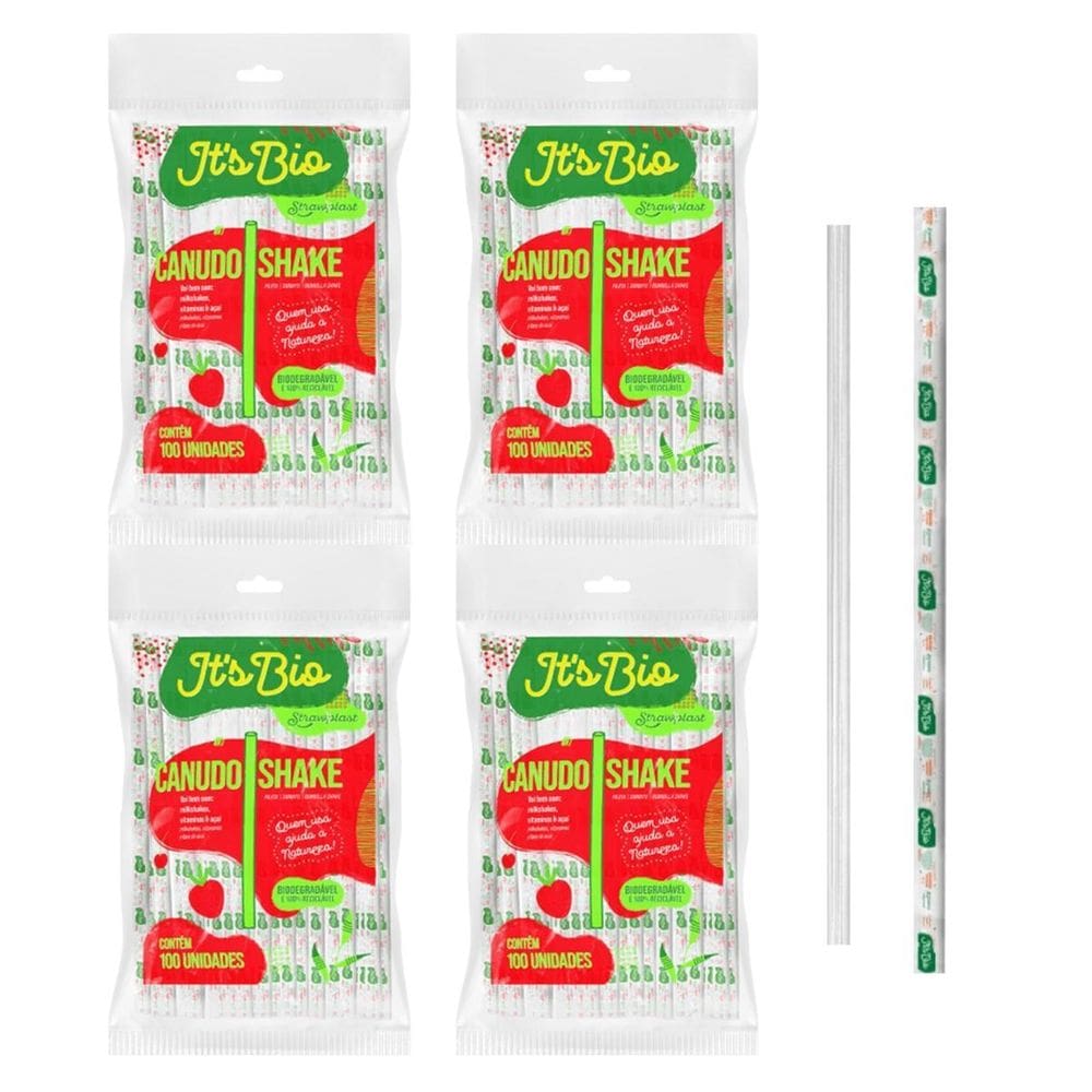 Canudo Milk Shake C/500 Unid Bio Strawplast 8Mm Transparente