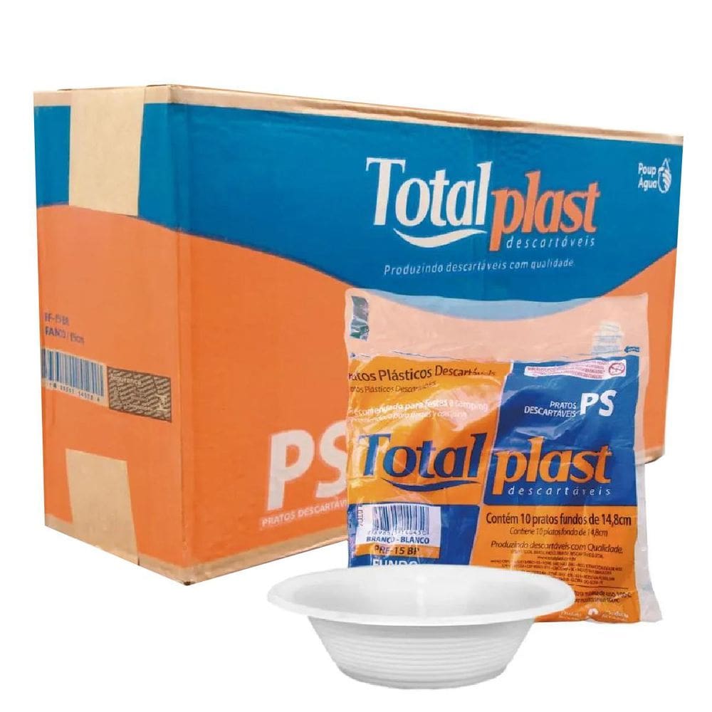 Prato Descartável Cumbuca Fundo 15Cm Sobremesa C/1000 Branco