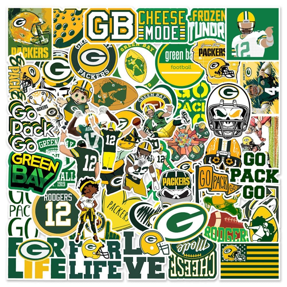 Pacote de adesivos Green Bay Football Anime, 50 unidades
