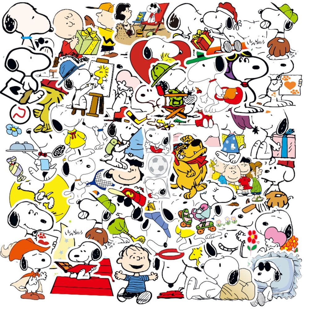 Adesivos Snoopy Anime Cartoon 50 peças de PVC impermeável