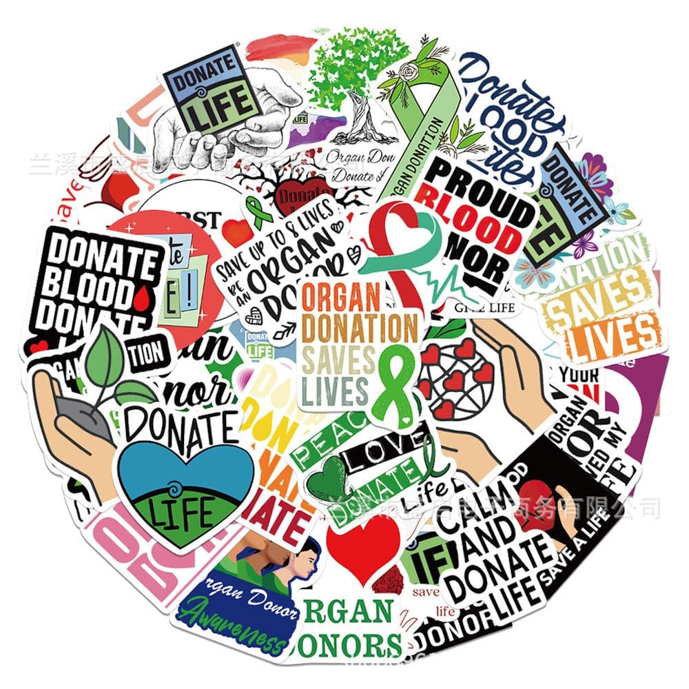 Pacote de adesivos Donate Life Anime 50 unidades à prova d`água de 3 a 8 cm