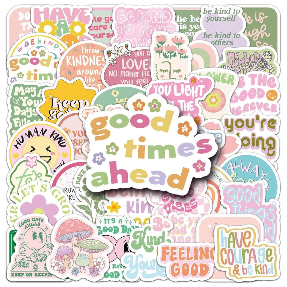 Adesivos, rosas dinamarqueses, inspiradores, slogans em inglês, 50 unidades