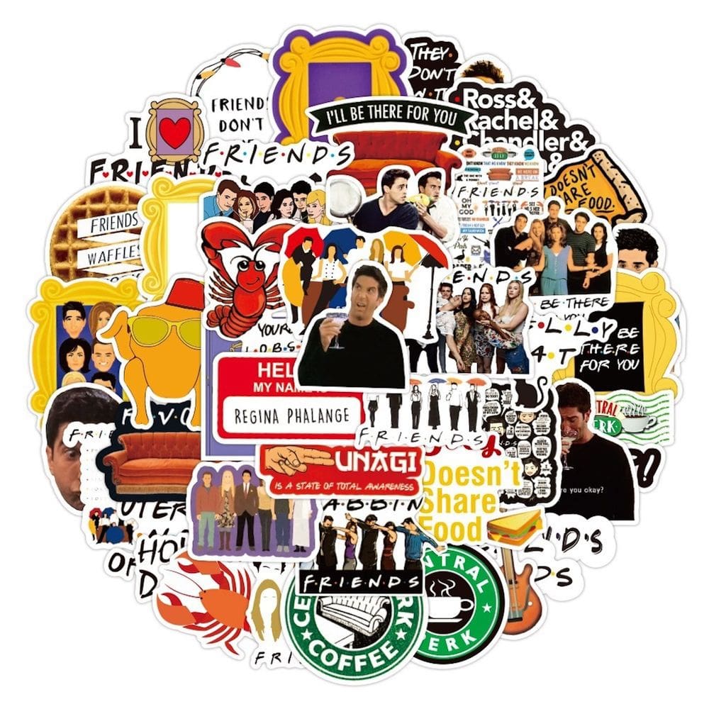 Pacote de adesivos Friends Anime 50 unidades de desenho animado decorativo de 5 a 8 cm